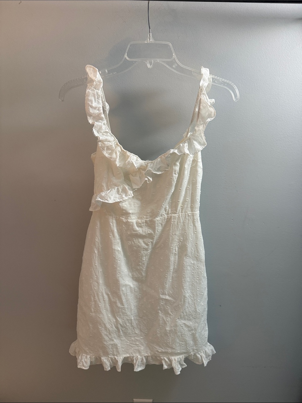 BB Dakota White Backless Ruffle Mini Dress